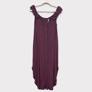 Kindred Bravely Ruffle Strap Labor & Delivery Gown Size XL Burgundy Purple